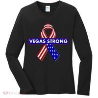 Vegas Strong USA Flag Ribbon Women's Long Sleeve Shirt thumb 0