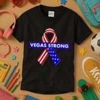 Vegas Strong USA Flag Ribbon Kids T-Shirt thumb 3