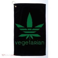 Vegetarian Funny Weed  Golf Towel thumb 0