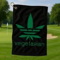 Vegetarian Funny Weed  Golf Towel thumb 1