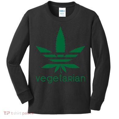 Vegetarian Funny Weed  Kids Long Sleeve Shirt