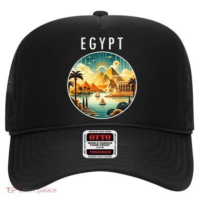 Vintage Egyptian Landscape Art Pyramids And Sun Hat