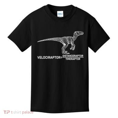 Velociraptor Equals Distanceraptor Timeraptor Kids T-Shirt