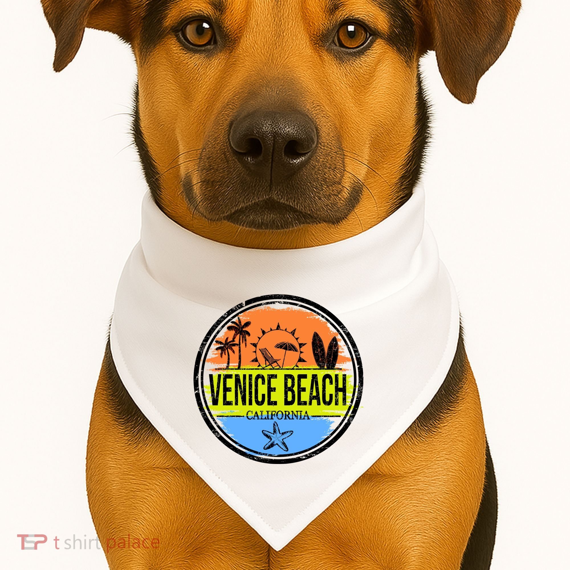 Venice Beach Retro Circle USA-Made Doggie Bandana