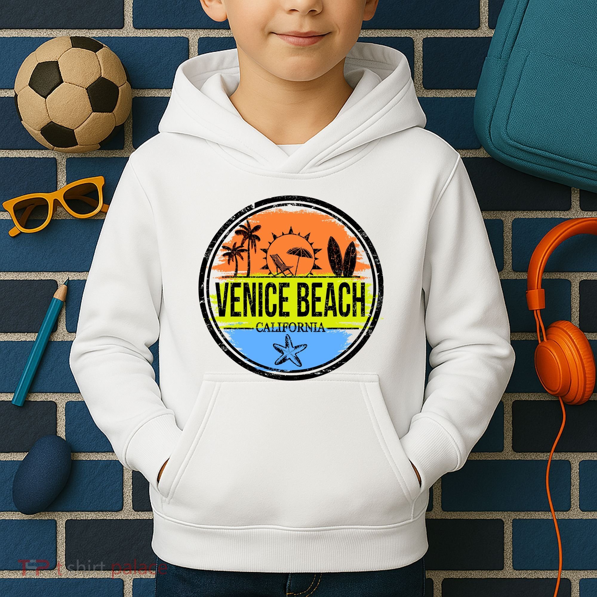 Venice Beach Retro Circle Kids Hoodie