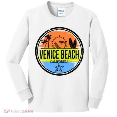Venice Beach Retro Circle Kids Long Sleeve Shirt