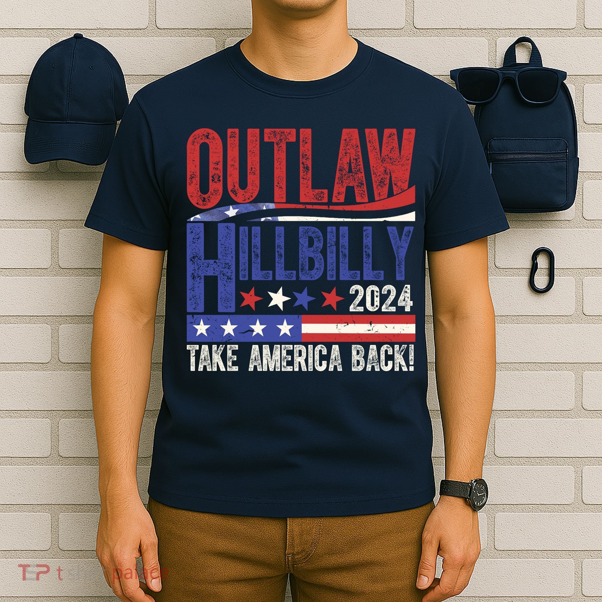 Vintage Elections Outlaw Hillbilly Us Flag T-Shirt