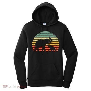 Vintage Elephant Retro Sunset Colors Silhouette Women's Hoodie