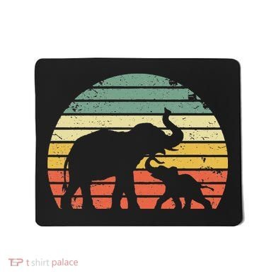 Vintage Elephant Retro Sunset Colors Silhouette Mousepad
