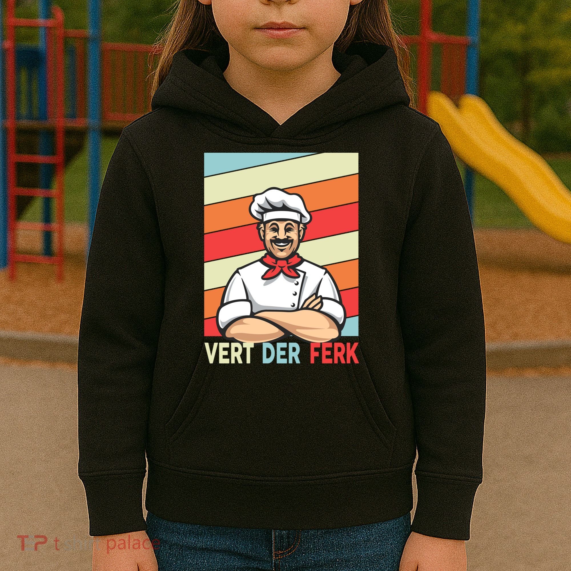 Vert Der Ferk Retro Poster Chef Kids Hoodie