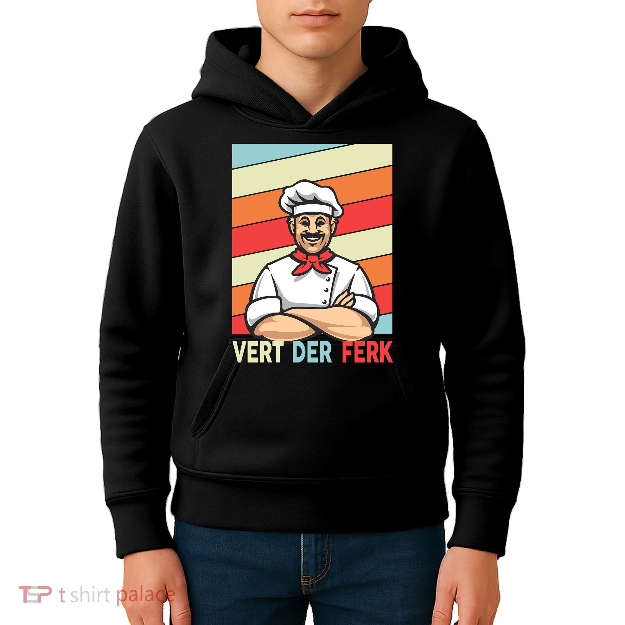 Vert Der Ferk Retro Poster Chef Kids Hoodie