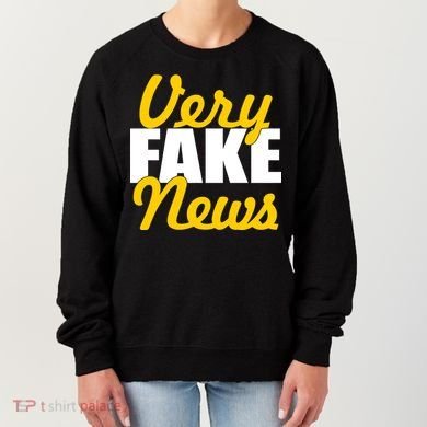 Very Fake News Black & Gold Script Women's Sweatshirt
