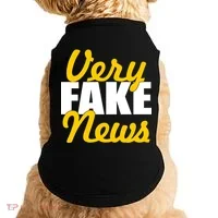 Very Fake News Black & Gold Script Doggie Tank thumb 0