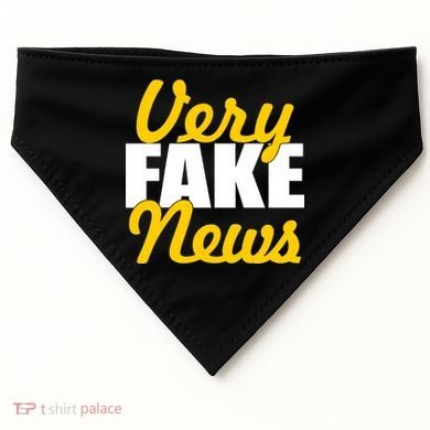 Very Fake News Black & Gold Script USA-Made Doggie Bandana