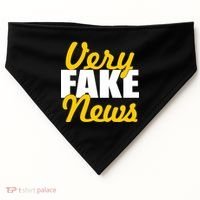 Very Fake News Black & Gold Script USA-Made Doggie Bandana thumb 0