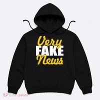 Very Fake News Black & Gold Script Hoodie thumb 0