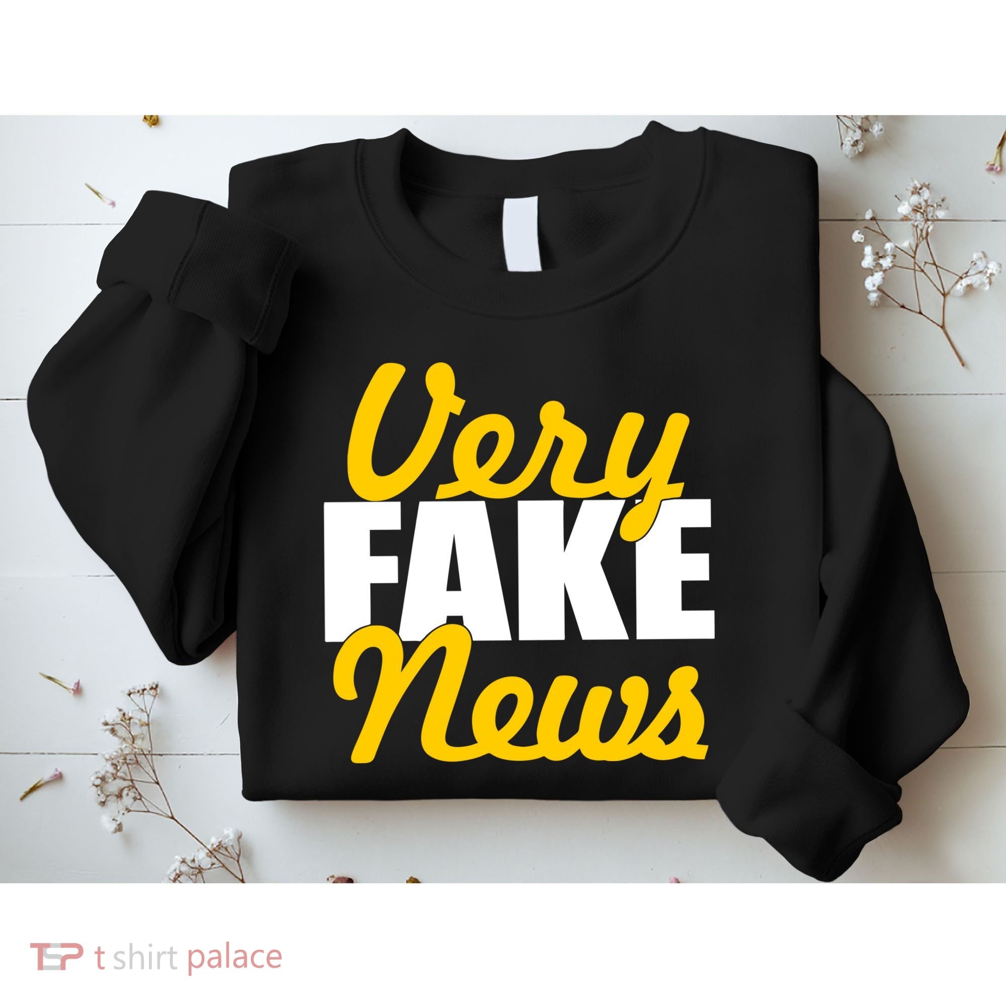 Very Fake News Black & Gold Script Sweatshirt
