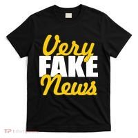 Very Fake News Black & Gold Script T-Shirt thumb 0