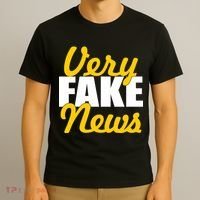 Very Fake News Black & Gold Script T-Shirt thumb 3