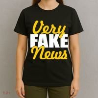 Very Fake News Black & Gold Script T-Shirt thumb 4