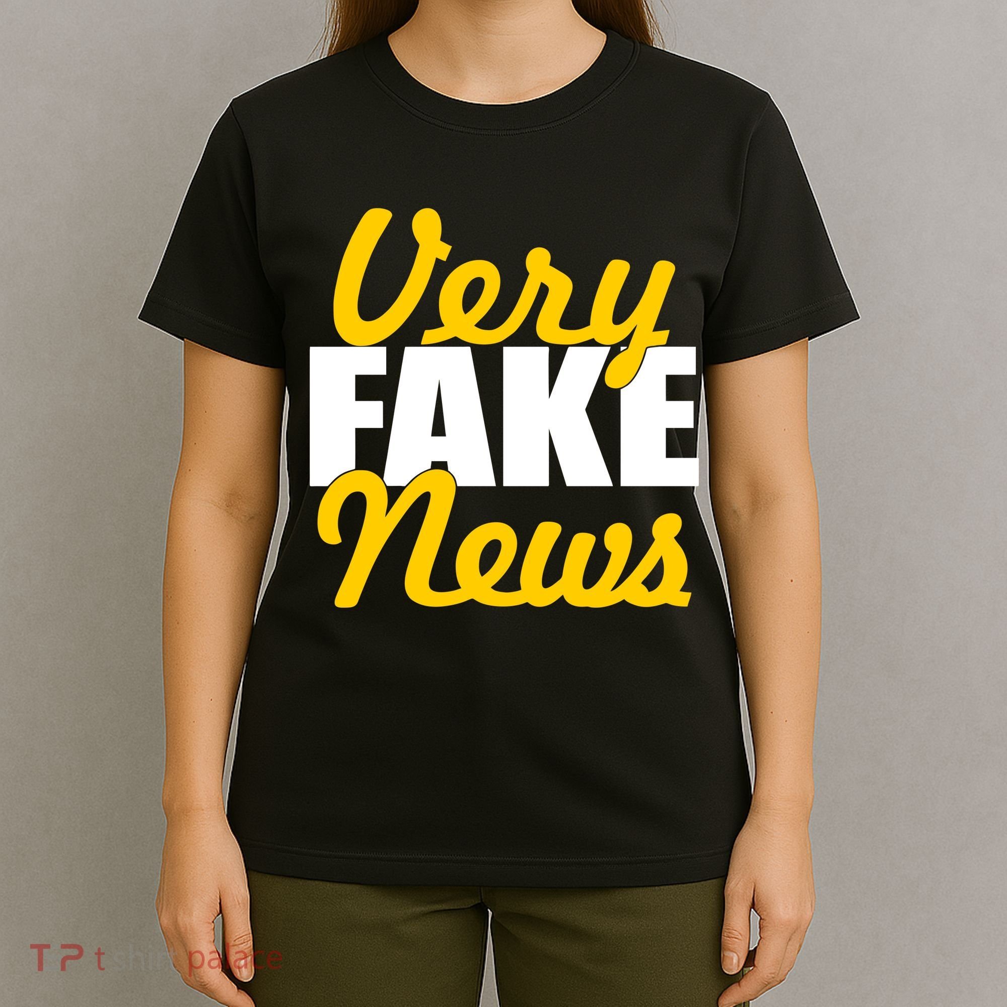 Very Fake News Black & Gold Script T-Shirt
