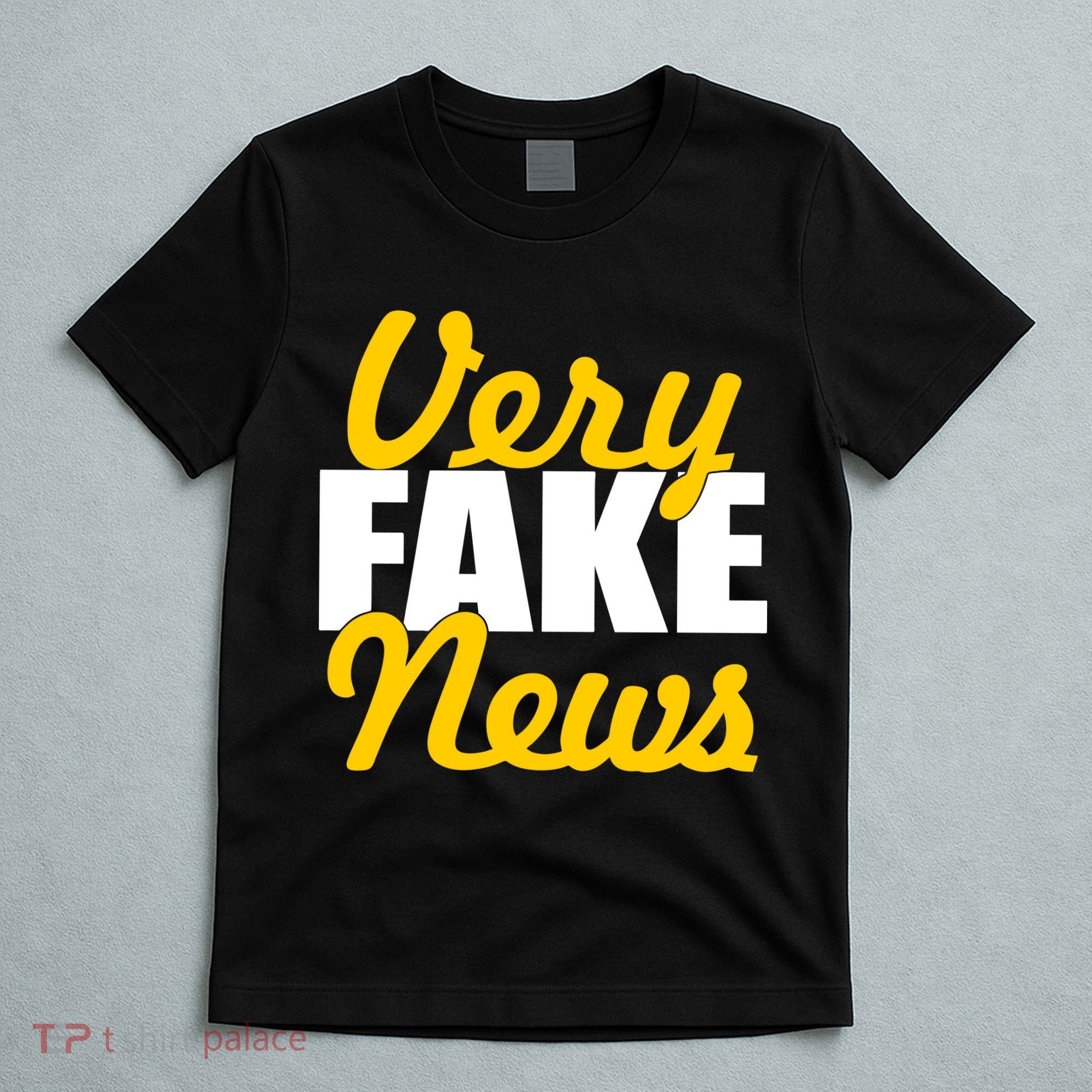 Very Fake News Black & Gold Script T-Shirt