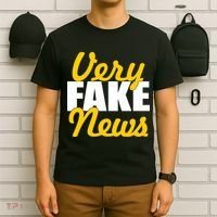 Very Fake News Black & Gold Script T-Shirt thumb 6
