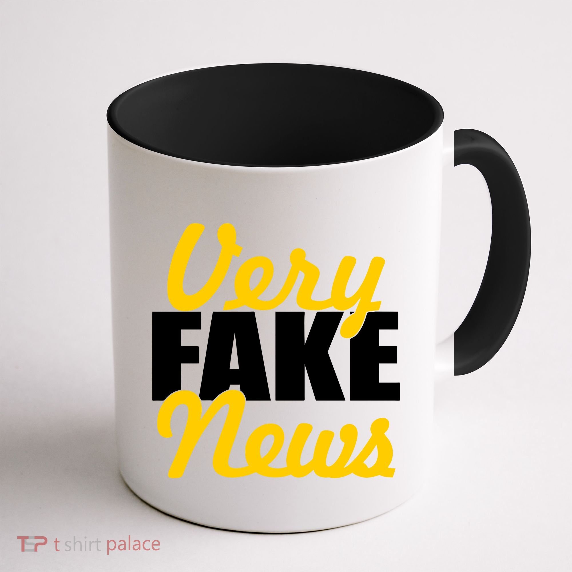 Very Fake News Black & Gold Script Coffee Mug