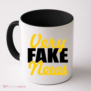 Very Fake News Black & Gold Script Coffee Mug