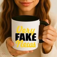 Very Fake News Black & Gold Script Coffee Mug thumb 3