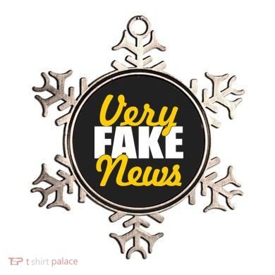 Very Fake News Black & Gold Script Ornament