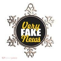 Very Fake News Black & Gold Script Ornament thumb 0