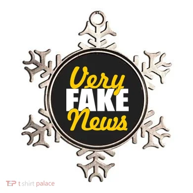 Very Fake News Black & Gold Script Ornament
