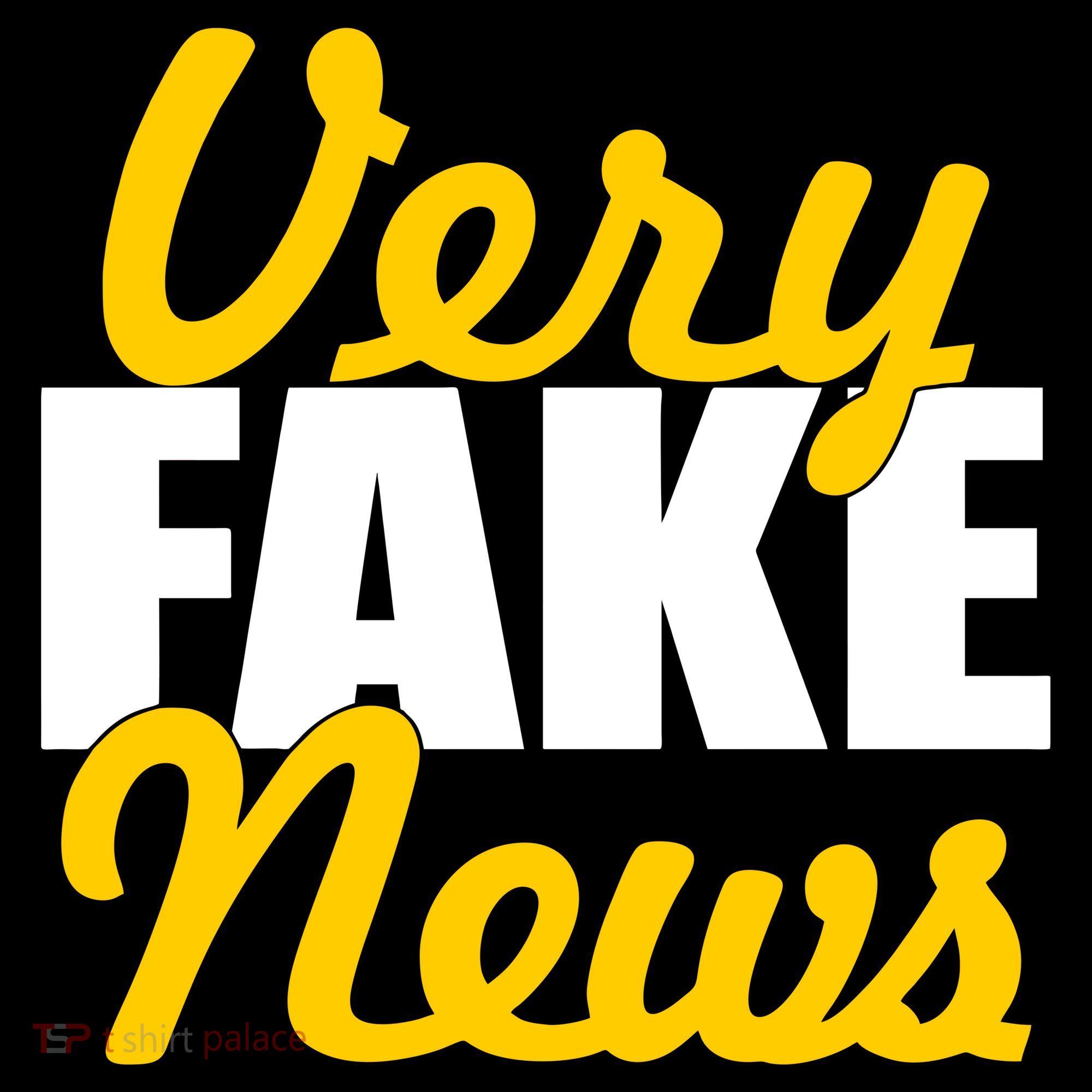 Very Fake News Black & Gold Script Ornament