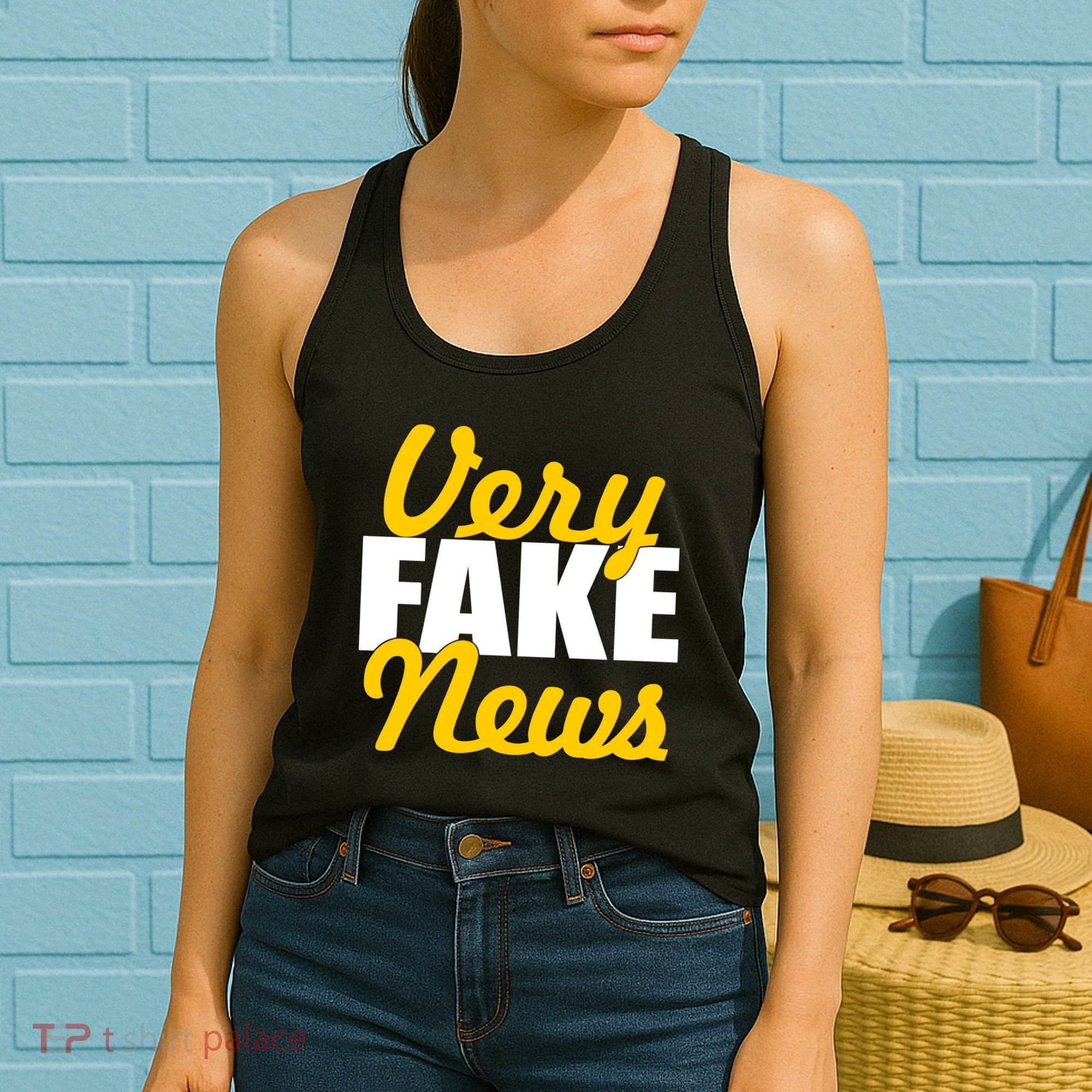 Very Fake News Black & Gold Script Women's Tank Top