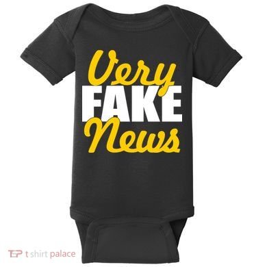 Very Fake News Black & Gold Script Baby Bodysuit