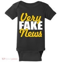 Very Fake News Black & Gold Script Baby Bodysuit thumb 0