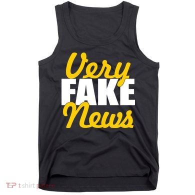 Very Fake News Black & Gold Script Tank Top
