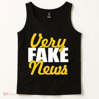Very Fake News Black & Gold Script Tank Top thumb 2