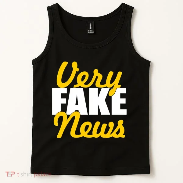 Very Fake News Black & Gold Script Tank Top