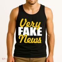 Very Fake News Black & Gold Script Tank Top thumb 3