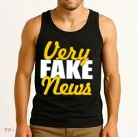 Very Fake News Black & Gold Script Tank Top thumb 3