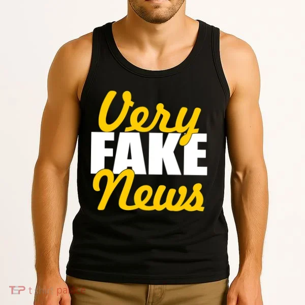 Very Fake News Black & Gold Script Tank Top