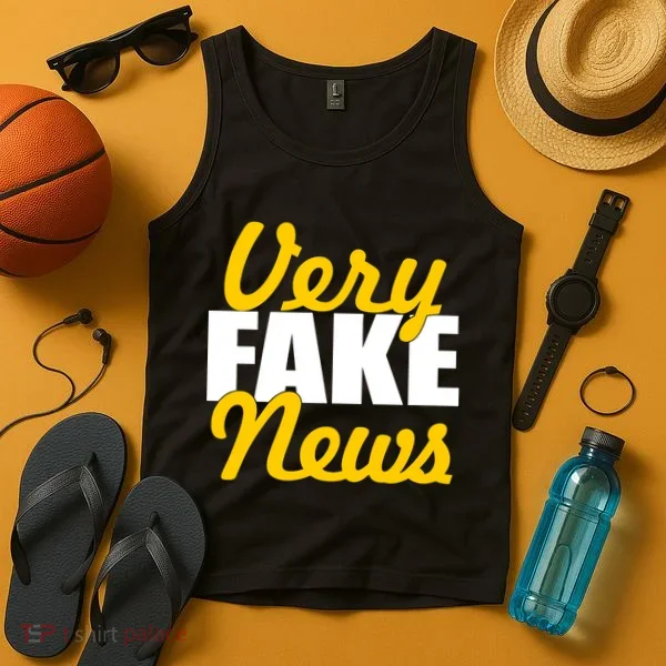 Very Fake News Black & Gold Script Tank Top