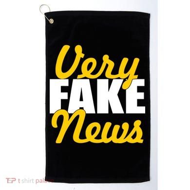 Very Fake News Black & Gold Script Golf Towel