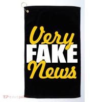 Very Fake News Black & Gold Script Golf Towel thumb 0