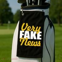 Very Fake News Black & Gold Script Golf Towel thumb 2