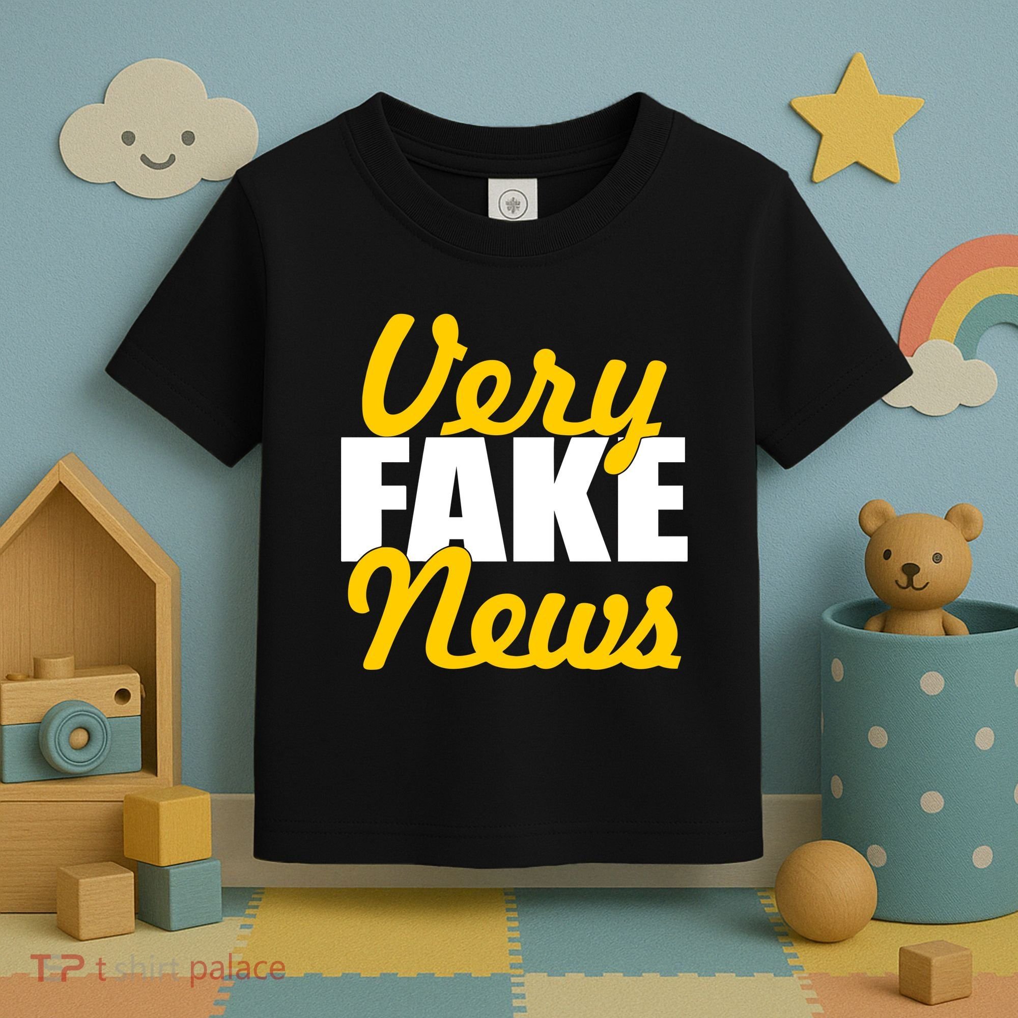 Very Fake News Black & Gold Script Toddler T-Shirt