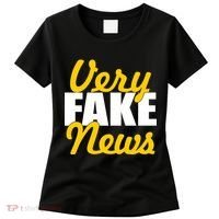 Very Fake News Black & Gold Script Women's T-Shirt thumb 0