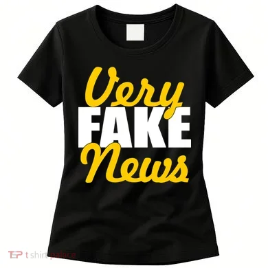 Very Fake News Black & Gold Script Women's T-Shirt